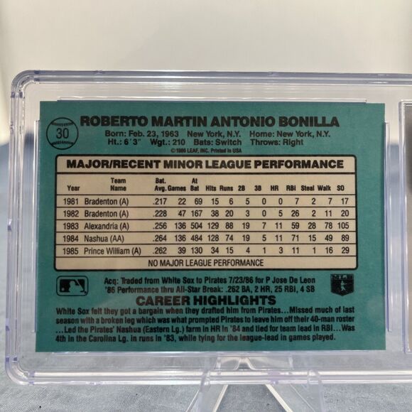 1986 Donruss The Rookies #30 Bobby Bonilla GRADED CSG 8 NM/Mint - Picture 4 of 5